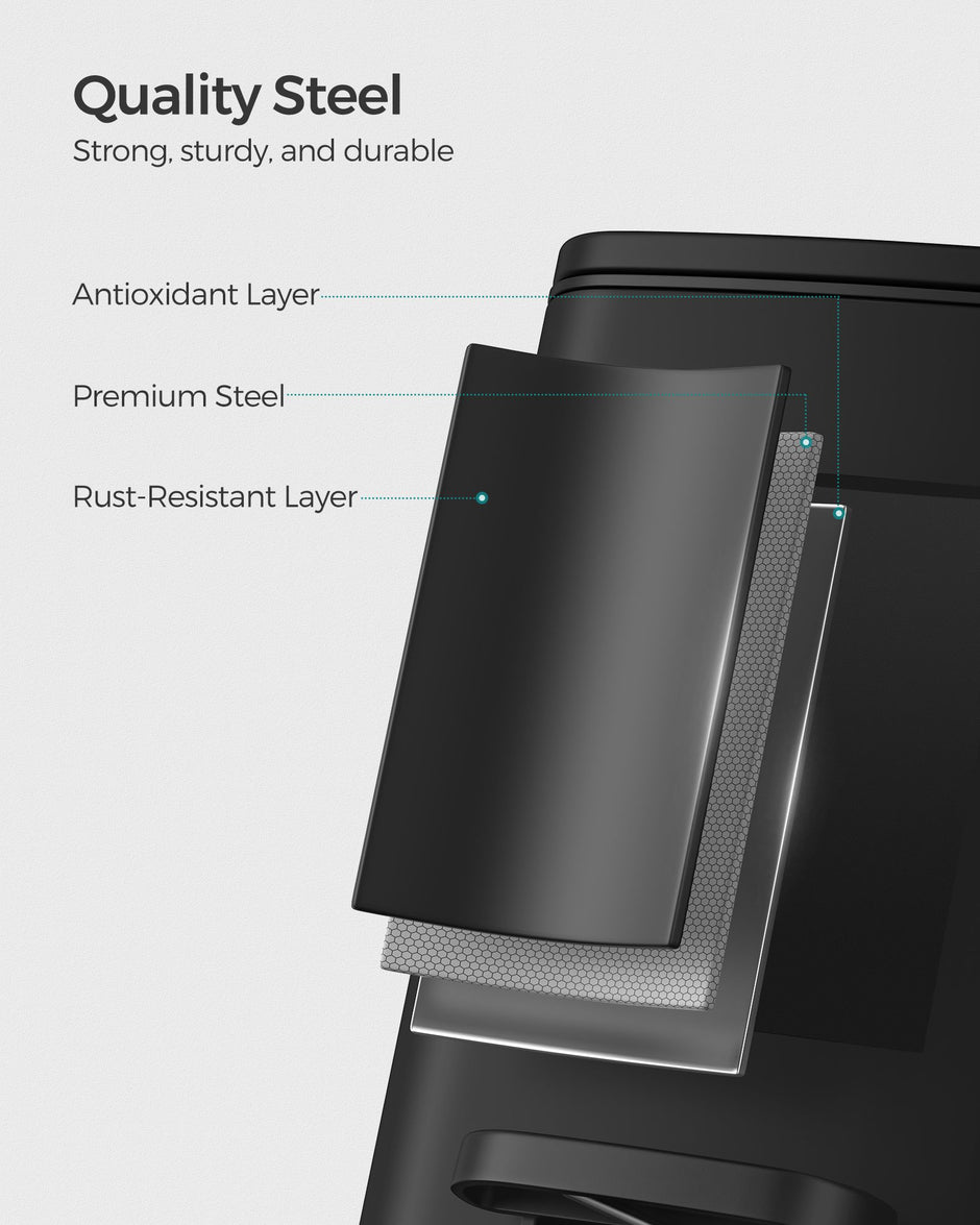Small Bathroom Bin – Steel – Silver – Pedal Design with Soft-Close Lid