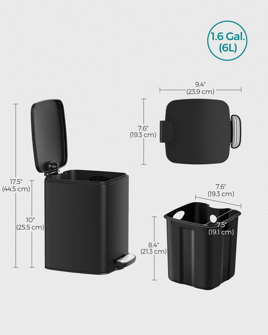 Small Bathroom Bin – Steel – Silver – Pedal Design with Soft-Close Lid