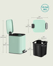 Small Bathroom Bin – Steel – Silver – Pedal Design with Soft-Close Lid