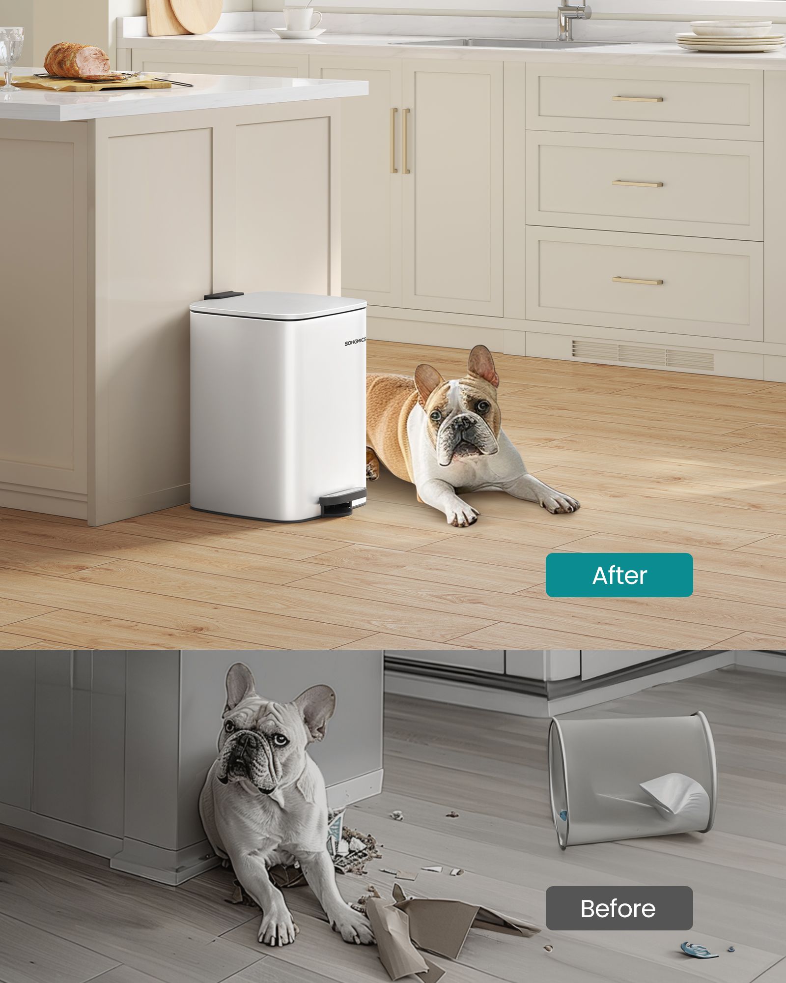 Pedal Bin – Steel – Cloud White – 20L with Inner Bucket