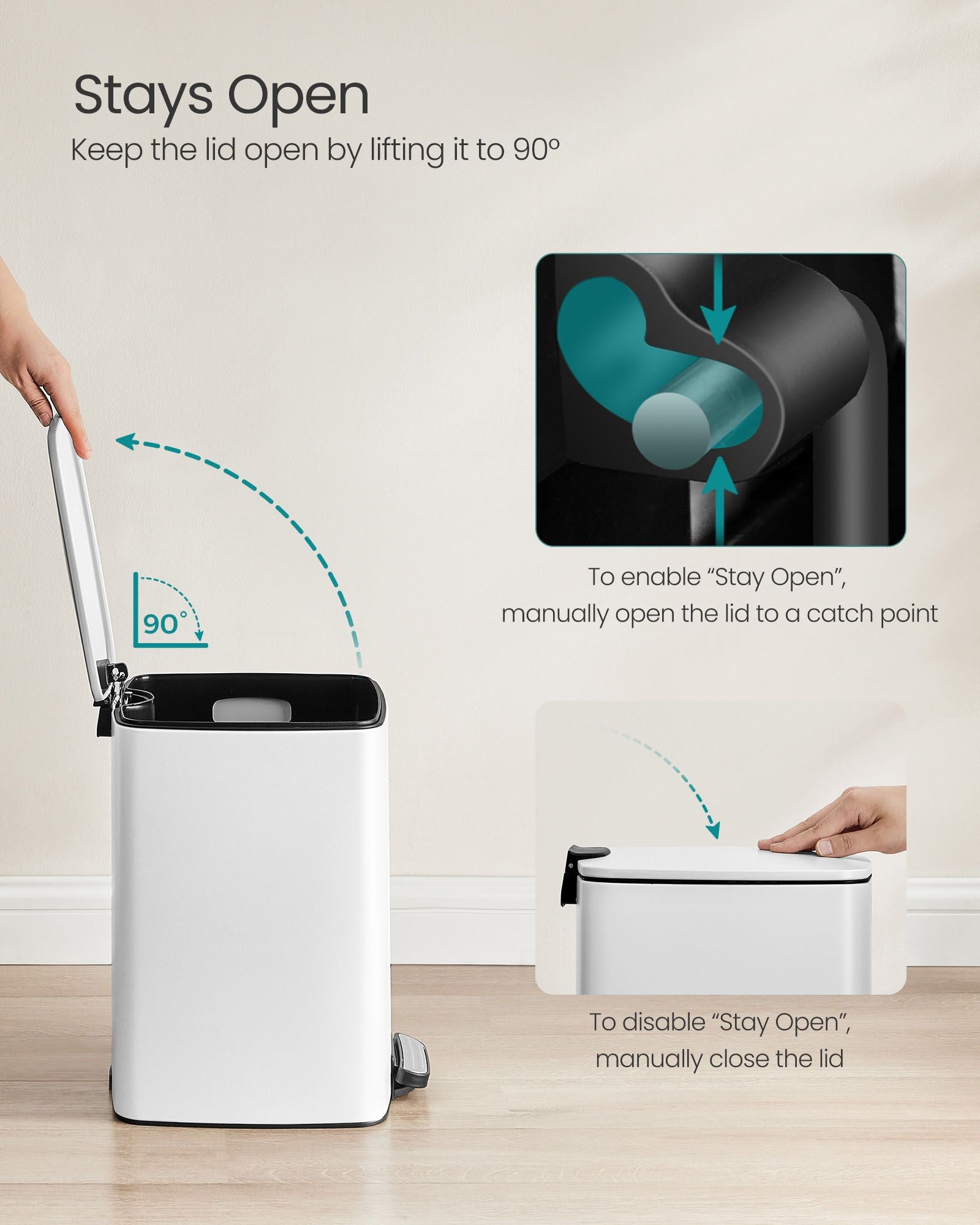 Pedal Bin – Steel – Cloud White – 20L with Inner Bucket