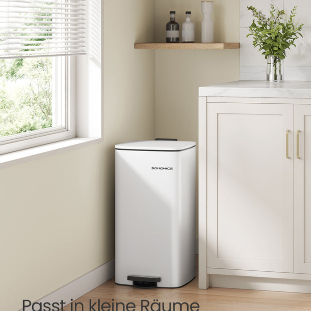 Kitchen Bin – Steel – Cloud White – 30 L with Inner Bucket