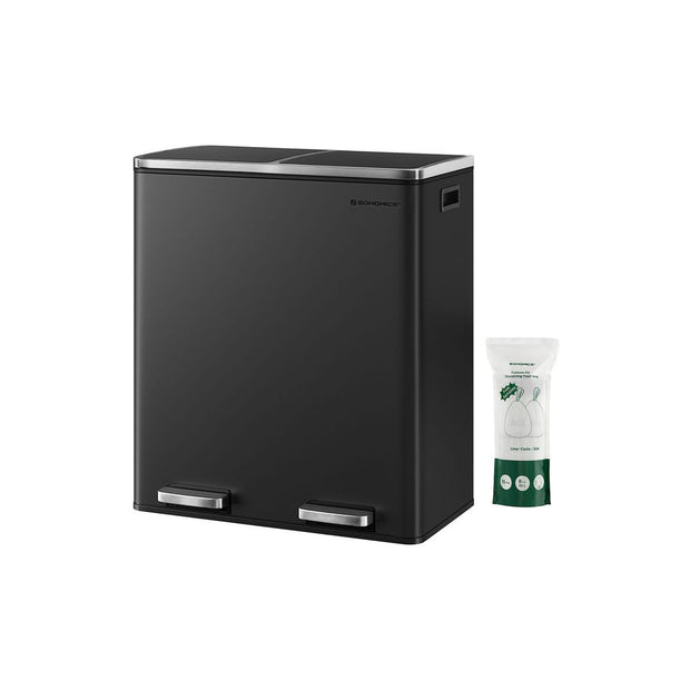 Step-Open Waste Bin – Metal – Cream – Dual Compartment with Soft Closure