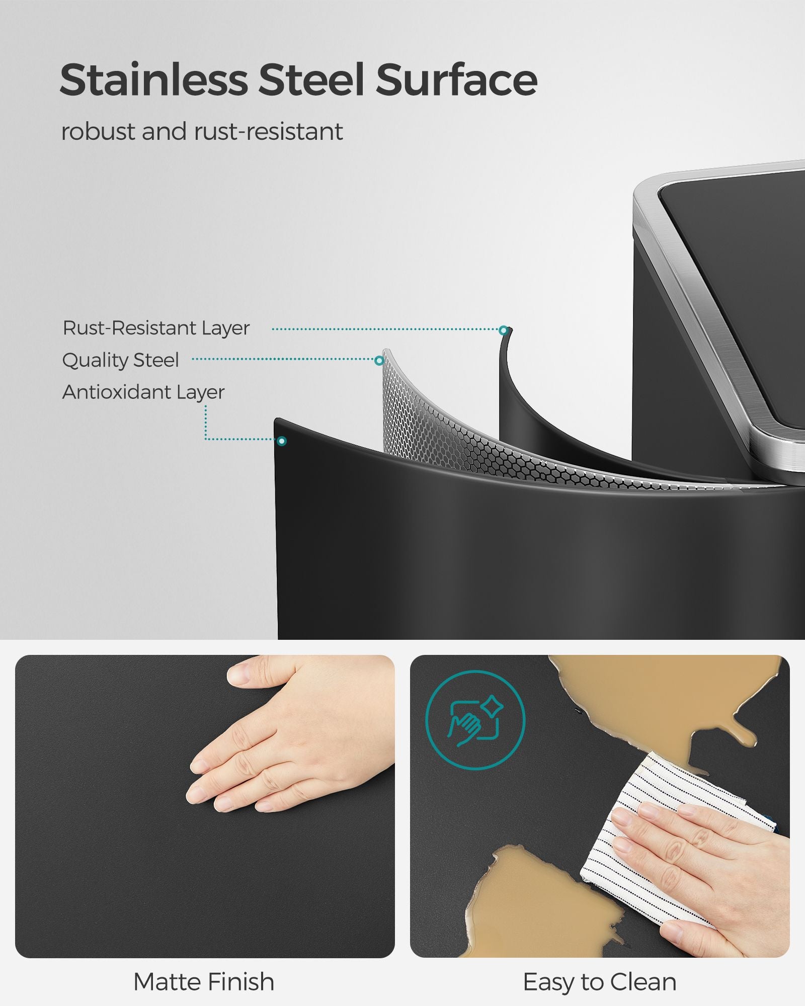 Double Rubbish Bin – Stainless Steel – Fingerprint Proof – Dual Compartment with Carry Handles