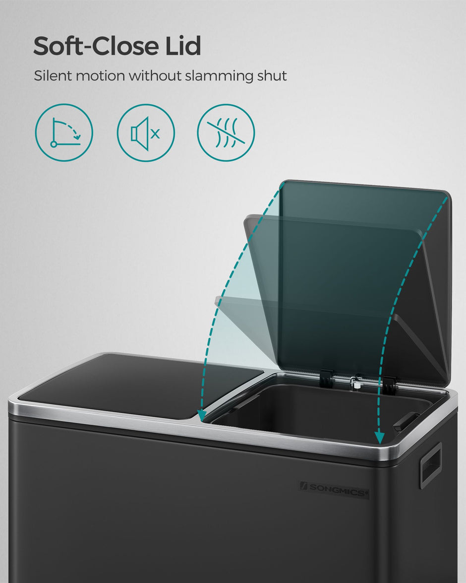 Double Rubbish Bin – Stainless Steel – Fingerprint Proof – Dual Compartment with Carry Handles