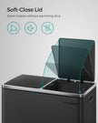 Double Rubbish Bin – Stainless Steel – Fingerprint Proof – Dual Compartment with Carry Handles