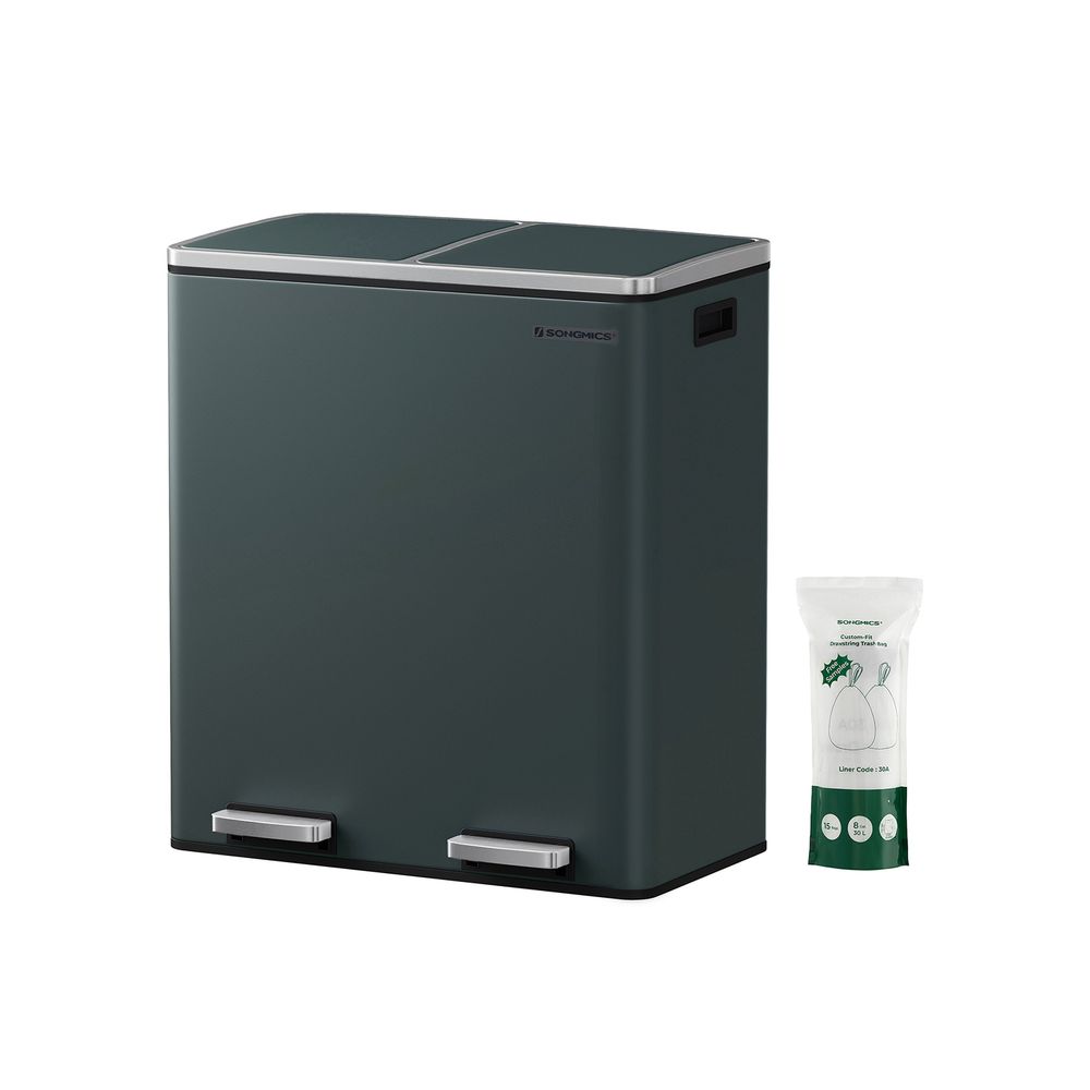 Step-Open Waste Bin – Metal – Cream – Dual Compartment with Soft Closure