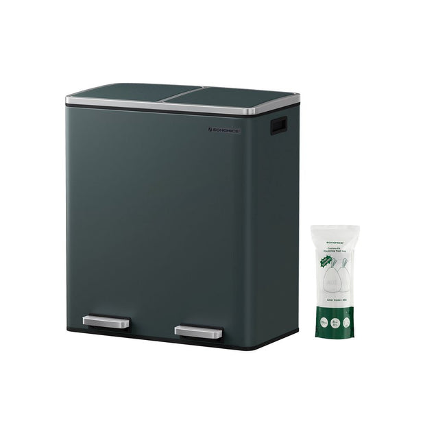 Step-Open Waste Bin – Metal – Cream – Dual Compartment with Soft Closure