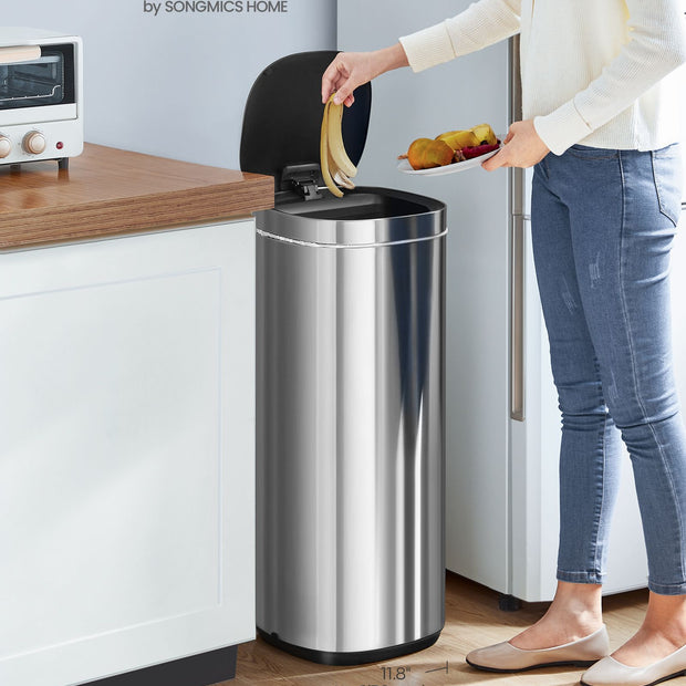 Automatic Rubbish Bin – Stainless Steel – Silver – Motion Sensor with Ozone Odour Control