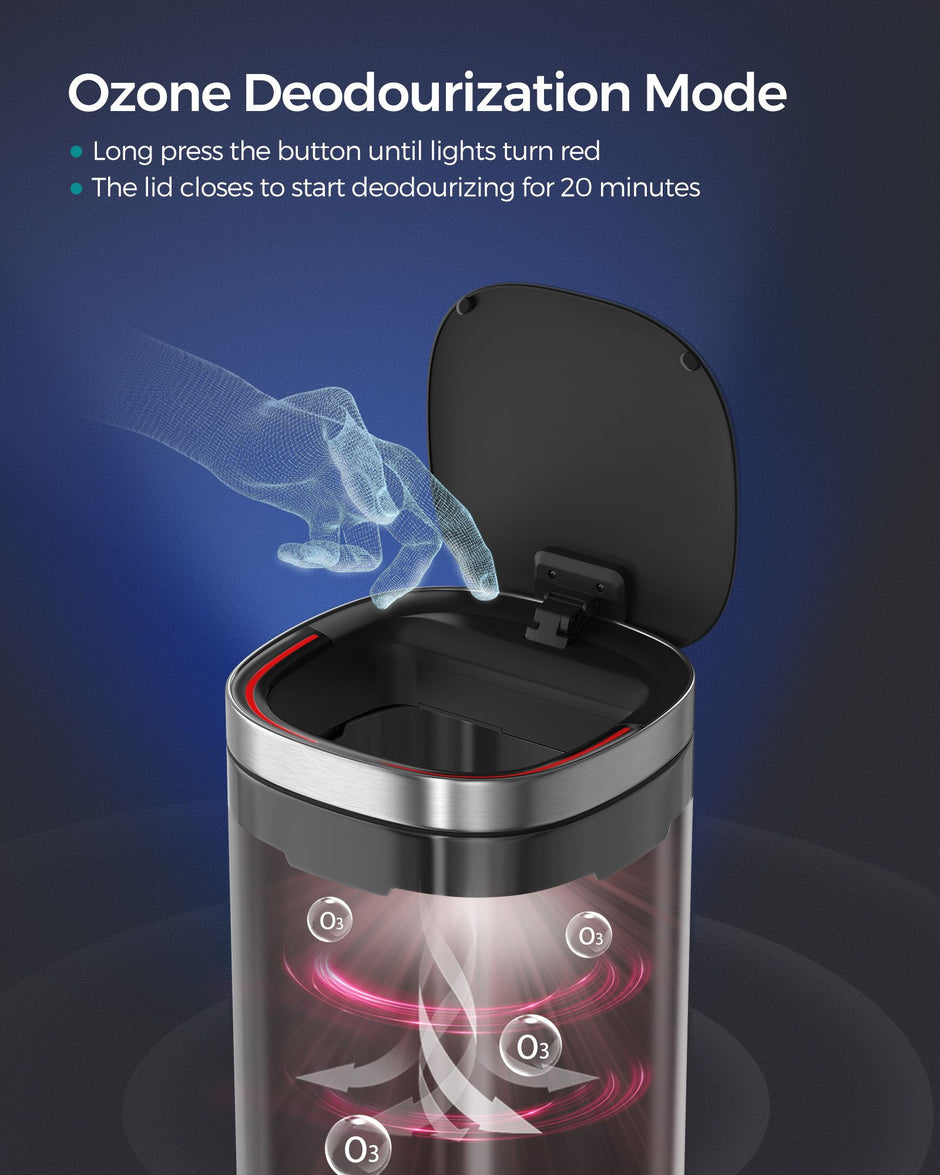 Automatic Rubbish Bin – Stainless Steel – Silver – Motion Sensor with Ozone Odour Control