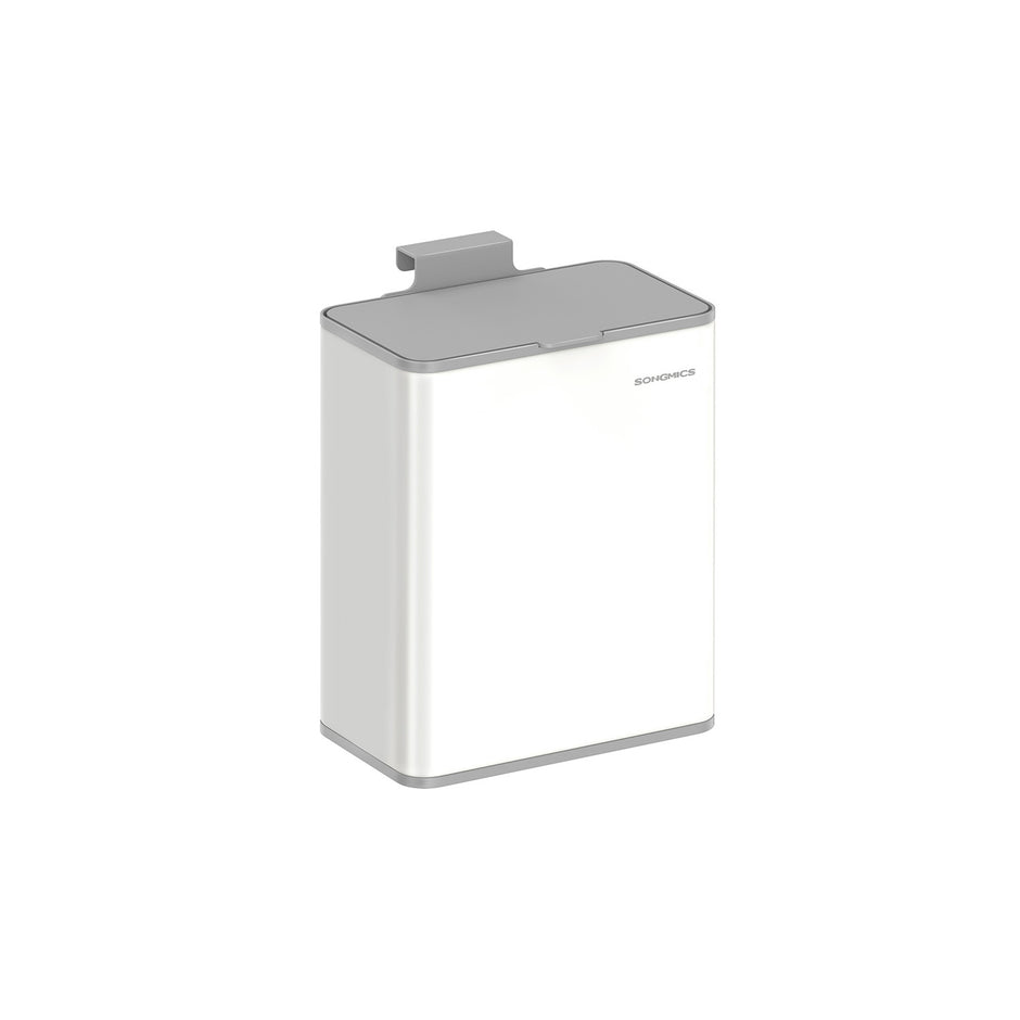 8L Steel Hanging Kitchen Bin – Silver – Lid Included – Food Waste Collection