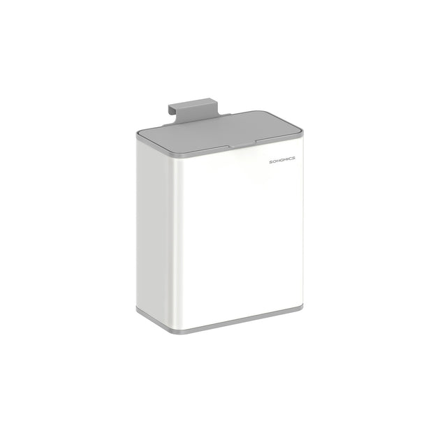 Hanging Steel Kitchen Bin – Cloud White – 8L Capacity – Lid for Food Waste with Hooks