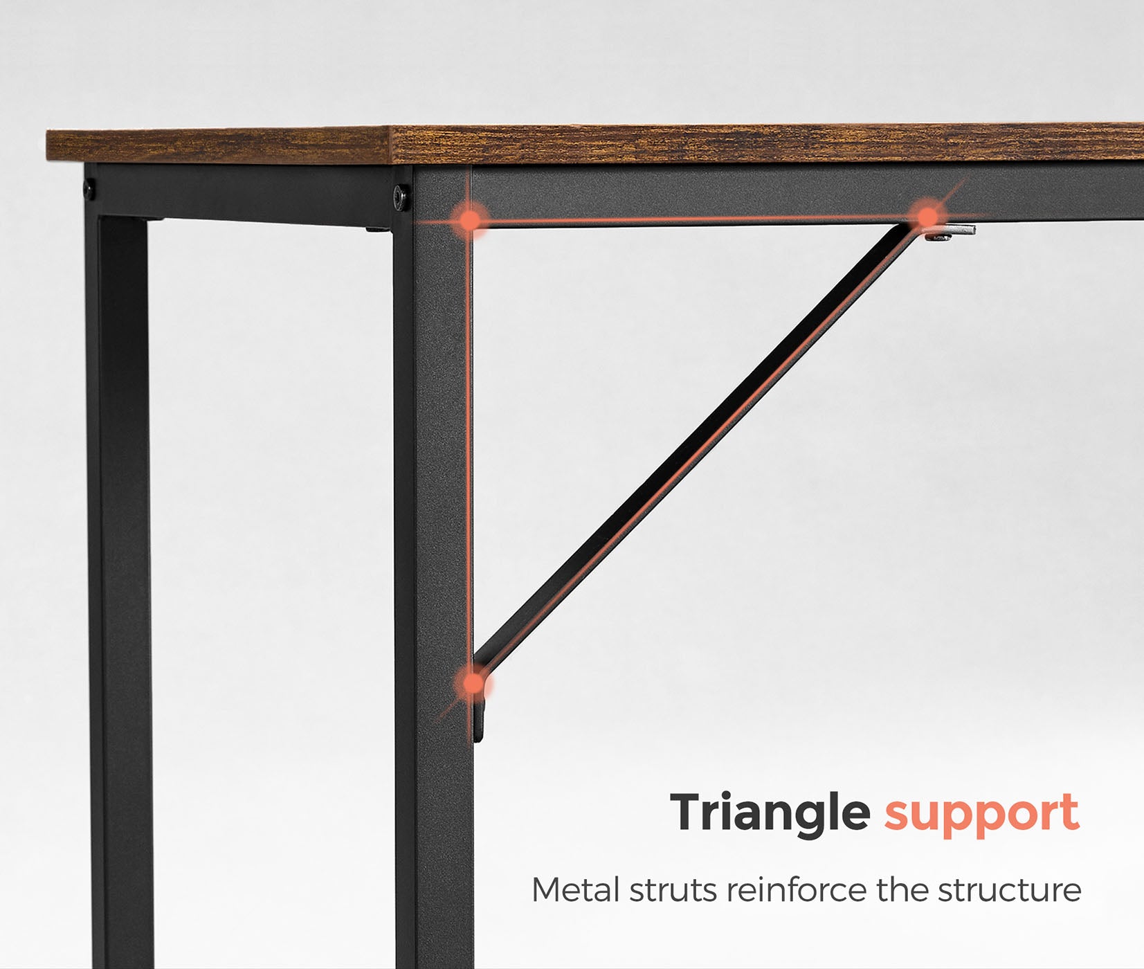 Small Office Desk – Steel – Hazelnut Brown and Black – Industrial Design with Simple Assembly