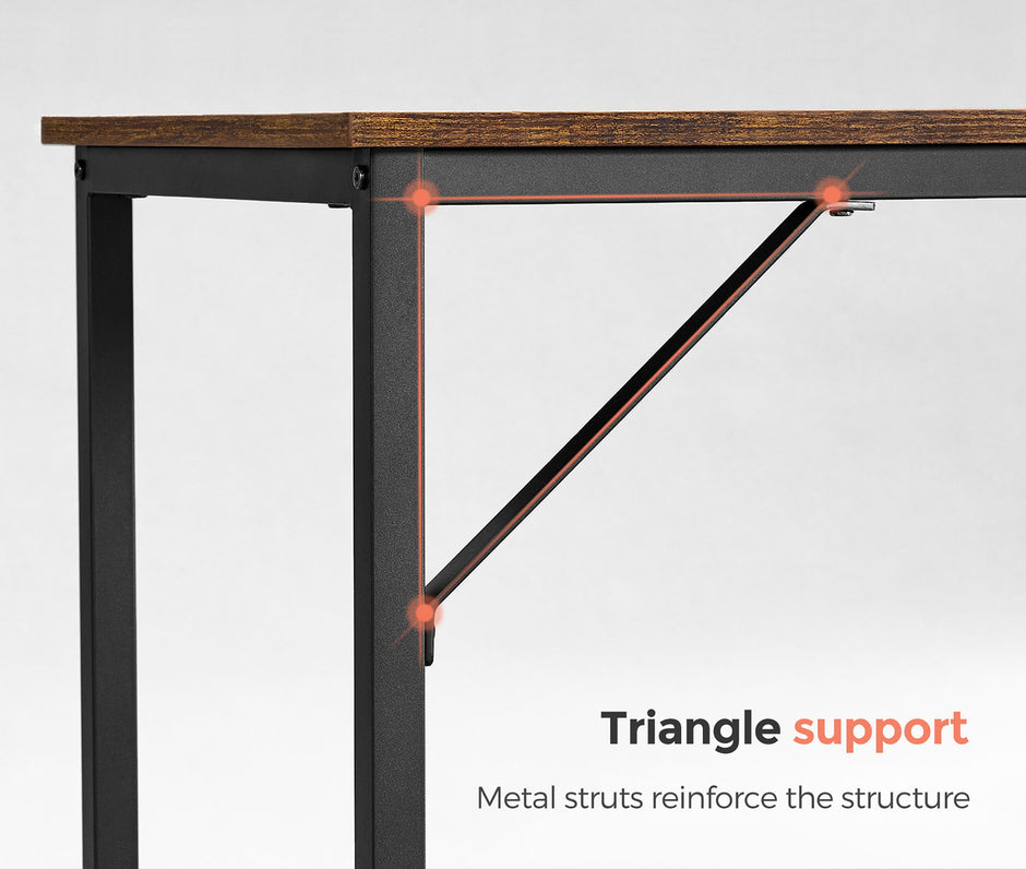Small Office Desk – Steel – Hazelnut Brown and Black – Industrial Design with Simple Assembly