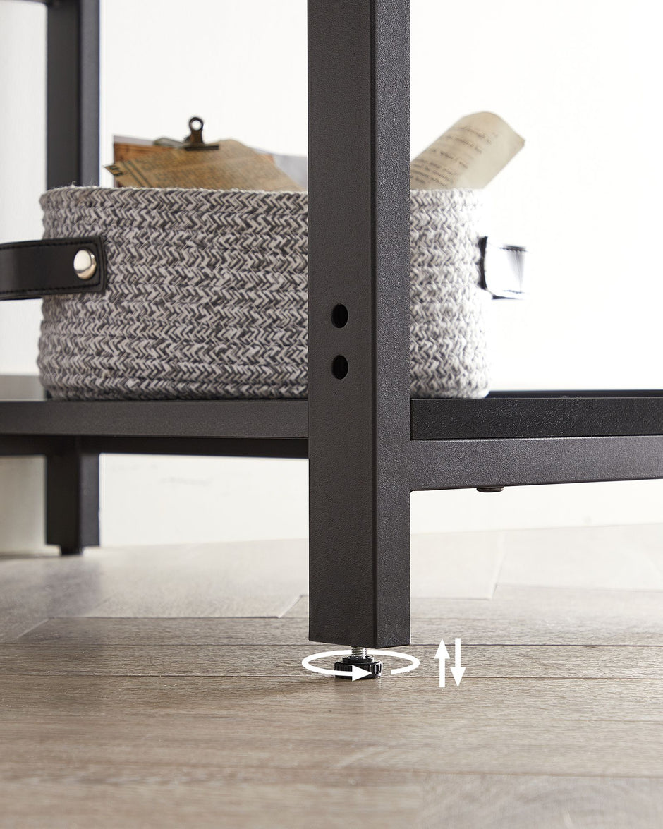 Writing Desk – Metal and Wood – Rustic Brown – Versatile Shelving Option