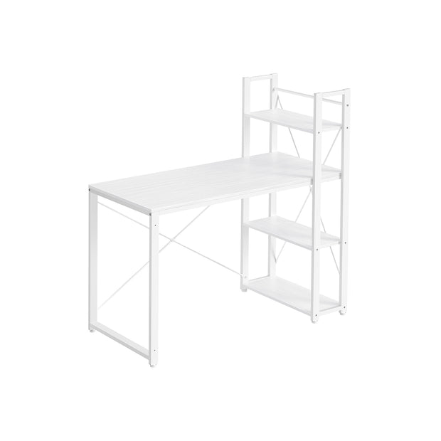 Writing Desk – Wood and Metal – Rustic Brown and Black – Adjustable Storage Shelves