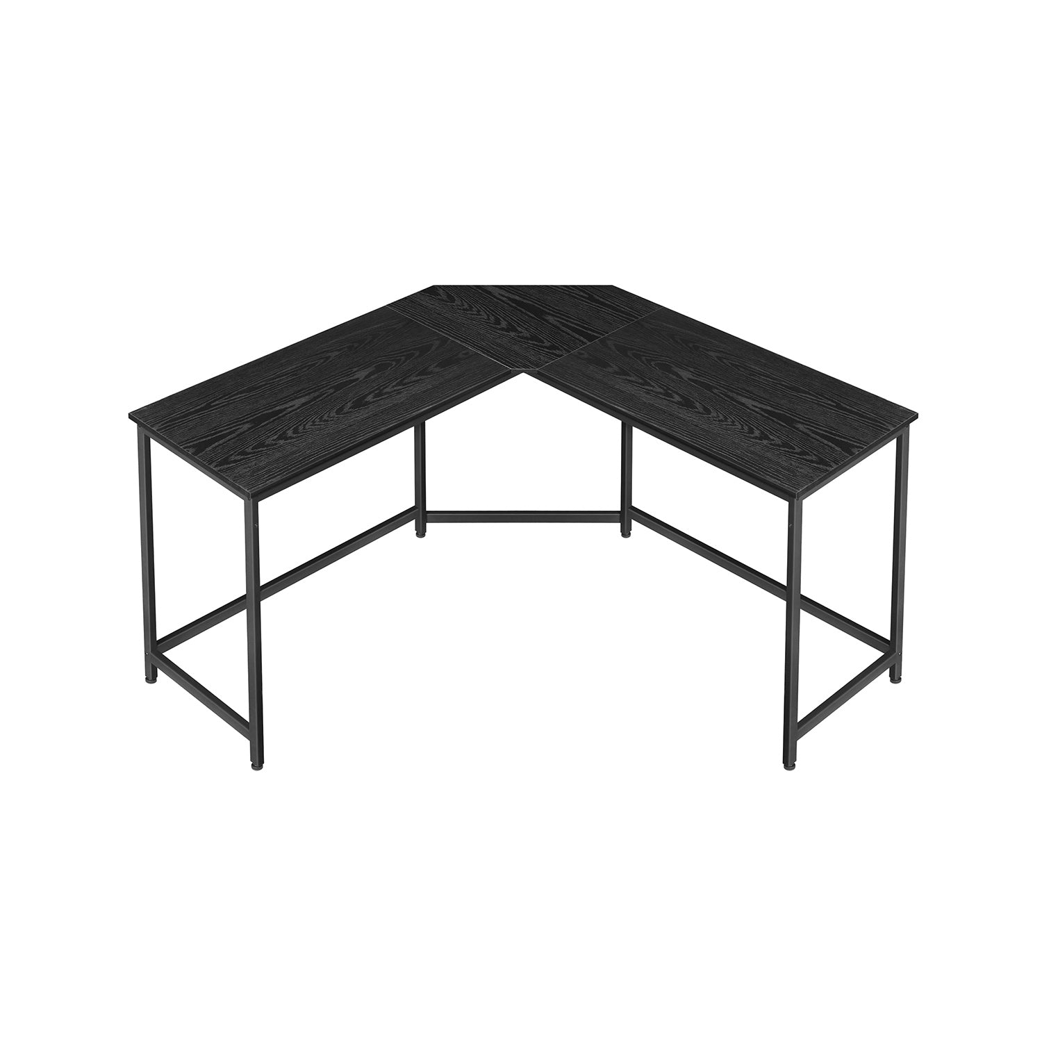 L-Shaped Computer Desk – Wood – Ebony Black and Ink Black – Industrial Design, Space-Saving