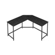 L-Shaped Computer Desk – Wood – Ebony Black and Ink Black – Industrial Design, Space-Saving