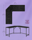 L-Shaped Computer Desk – Wood – Ebony Black and Ink Black – Industrial Design, Space-Saving