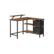 L-Shaped Desk – Wood – Rustic Brown – Features 2 Spacious Drawers and Monitor Stand