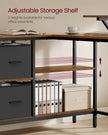 L-Shaped Desk – Wood – Rustic Brown – Features 2 Spacious Drawers and Monitor Stand