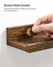 Floating Shelves – Wood – Rustic Brown – Set of 3, 38 cm Long with Front Edge