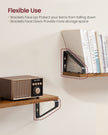 Set of 3 Wall Mounted Floating Shelves – Wood and Metal – Rustic Brown and Matte Black – Versatile 2 Mounting Options