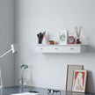 Floating Wall Shelf – High Gloss Finish – White – 3 Drawers