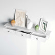 Floating Wall Shelf – High Gloss Finish – White – 3 Drawers