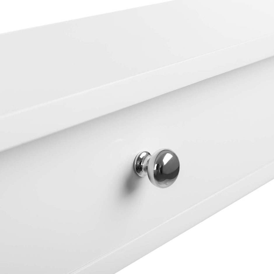 Floating Wall Shelf – High Gloss Finish – White – 3 Drawers