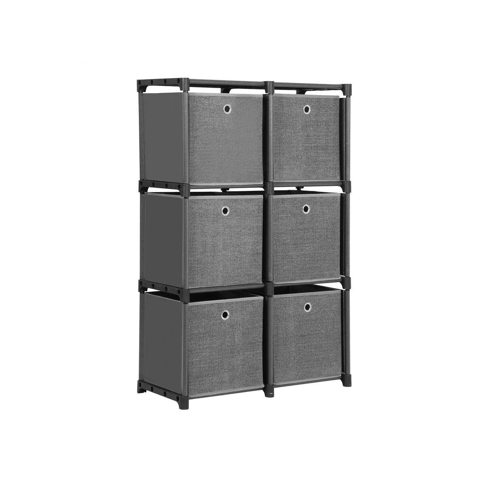Ladder Storage Unit – Metal – Black – 6-Cube Modular Design with Storage Boxes