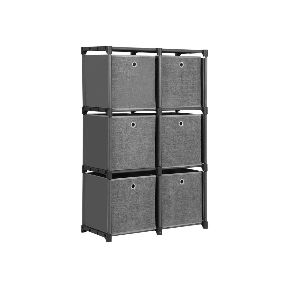 Ladder Storage Unit – Metal – Black – 6-Cube Modular Design with Storage Boxes