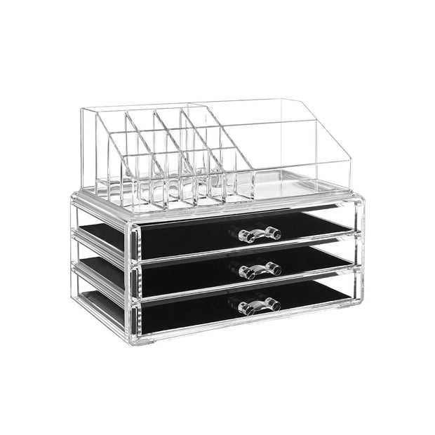 Makeup Organiser – Acrylic – Clear – Large 3-Drawer Design