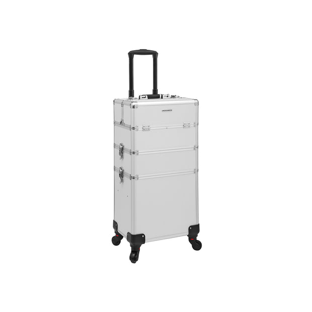 Large Trolley Cosmetic Case – Durable Material – Black – Lockable and Portable with 360-Degree Casters