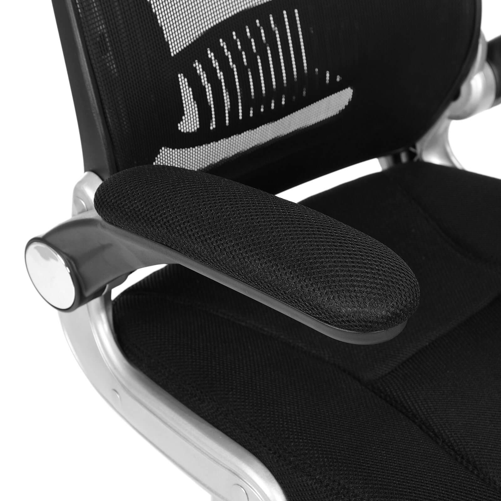 High Back Office Chair – Mesh – Black – Swivel Design with Flip-Up Armrests