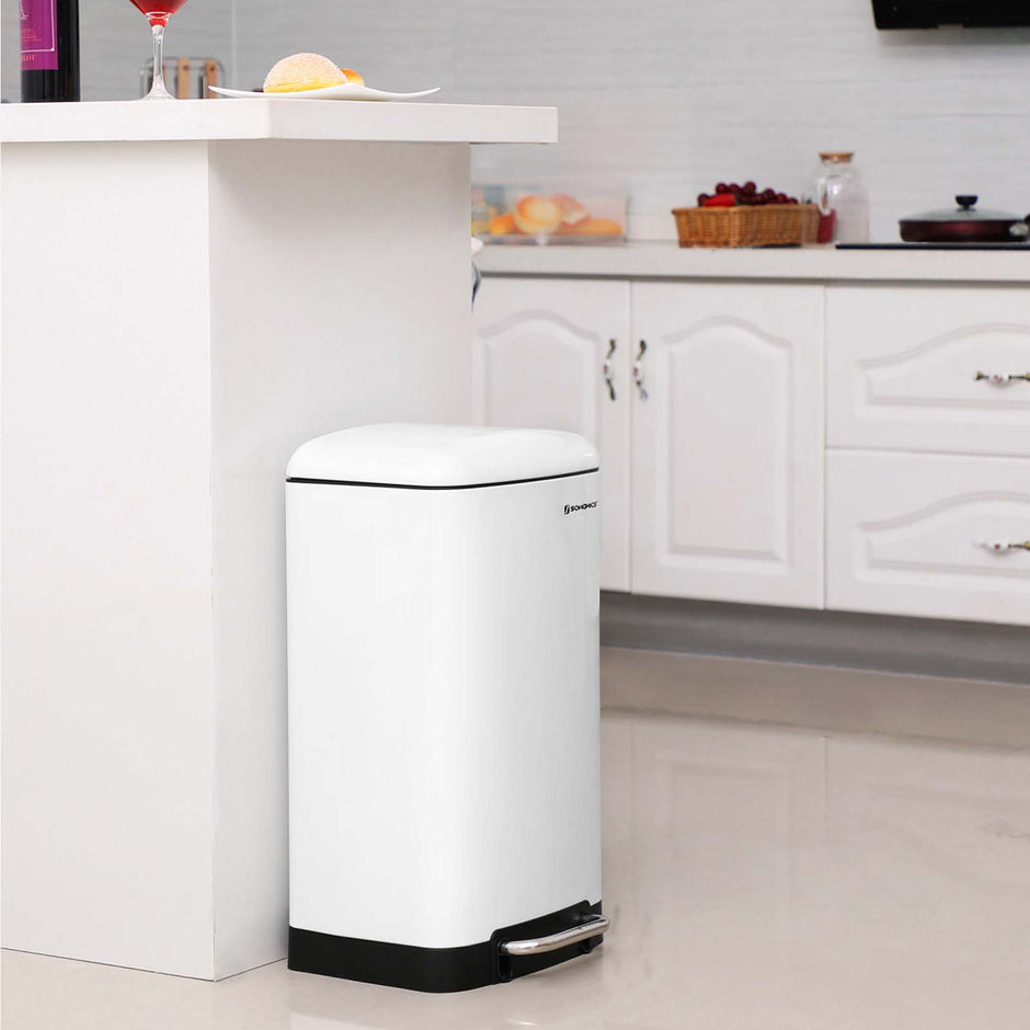Pedal Bin – Stainless Steel – Silver – 30L Capacity with Soft Close Lid and Non-slip Base