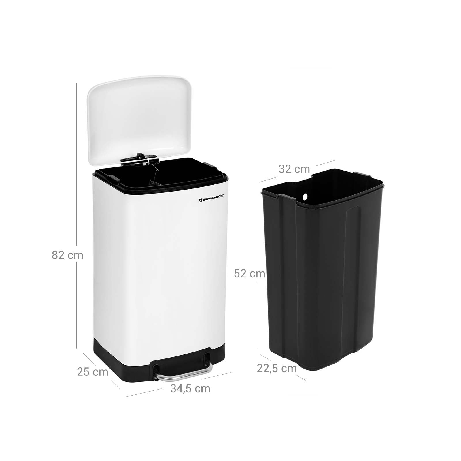 Pedal Bin – Stainless Steel – Silver – 30L Capacity with Soft Close Lid and Non-slip Base
