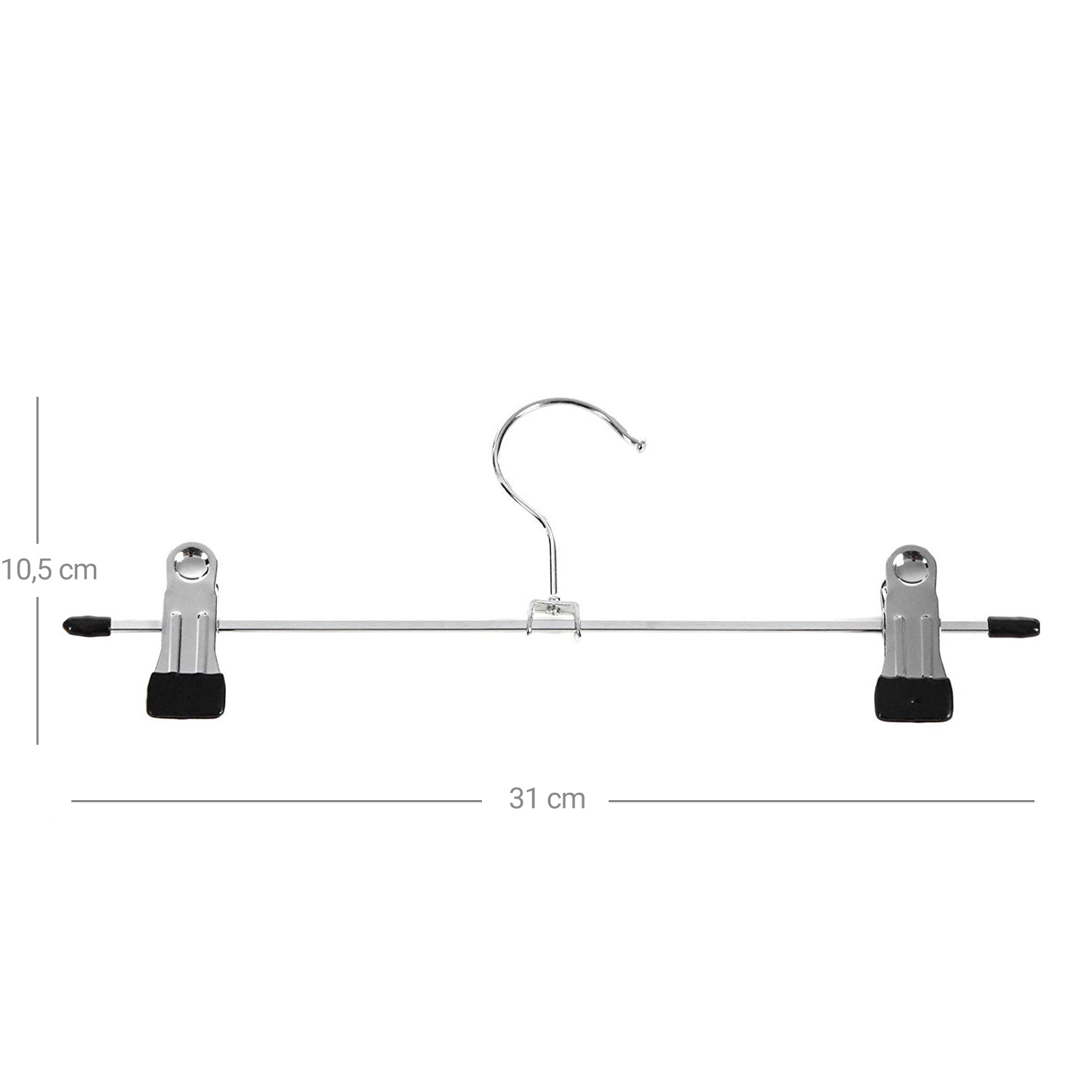 Metal Trouser Hangers – Chrome-Plated – Silver – Non-Slip Design with Clips