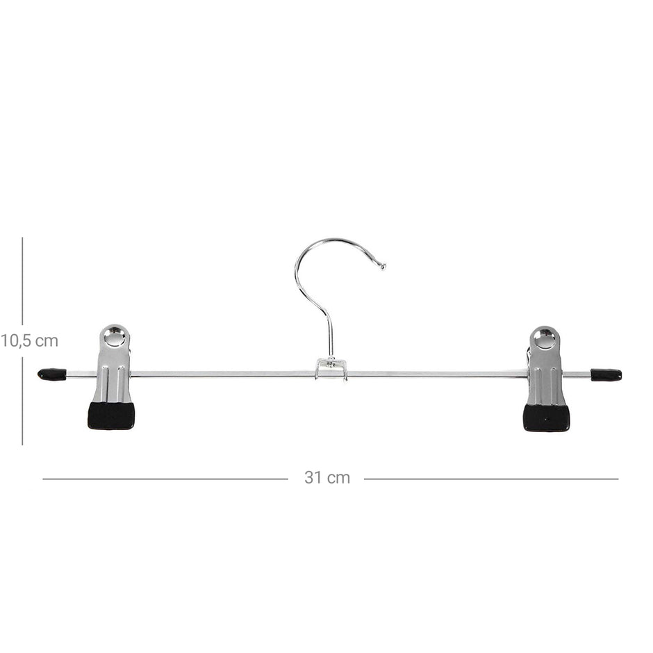 Metal Trouser Hangers – Chrome-Plated – Silver – Non-Slip Design with Clips