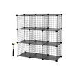 Metal Wire Modular Bookcase – Metal Wire and PP Plastic – White – Interlocking Design with 9 Cubes for Versatile Storage