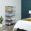 Metal Wire Modular Bookcase – Metal Wire and PP Plastic – White – Interlocking Design with 9 Cubes for Versatile Storage