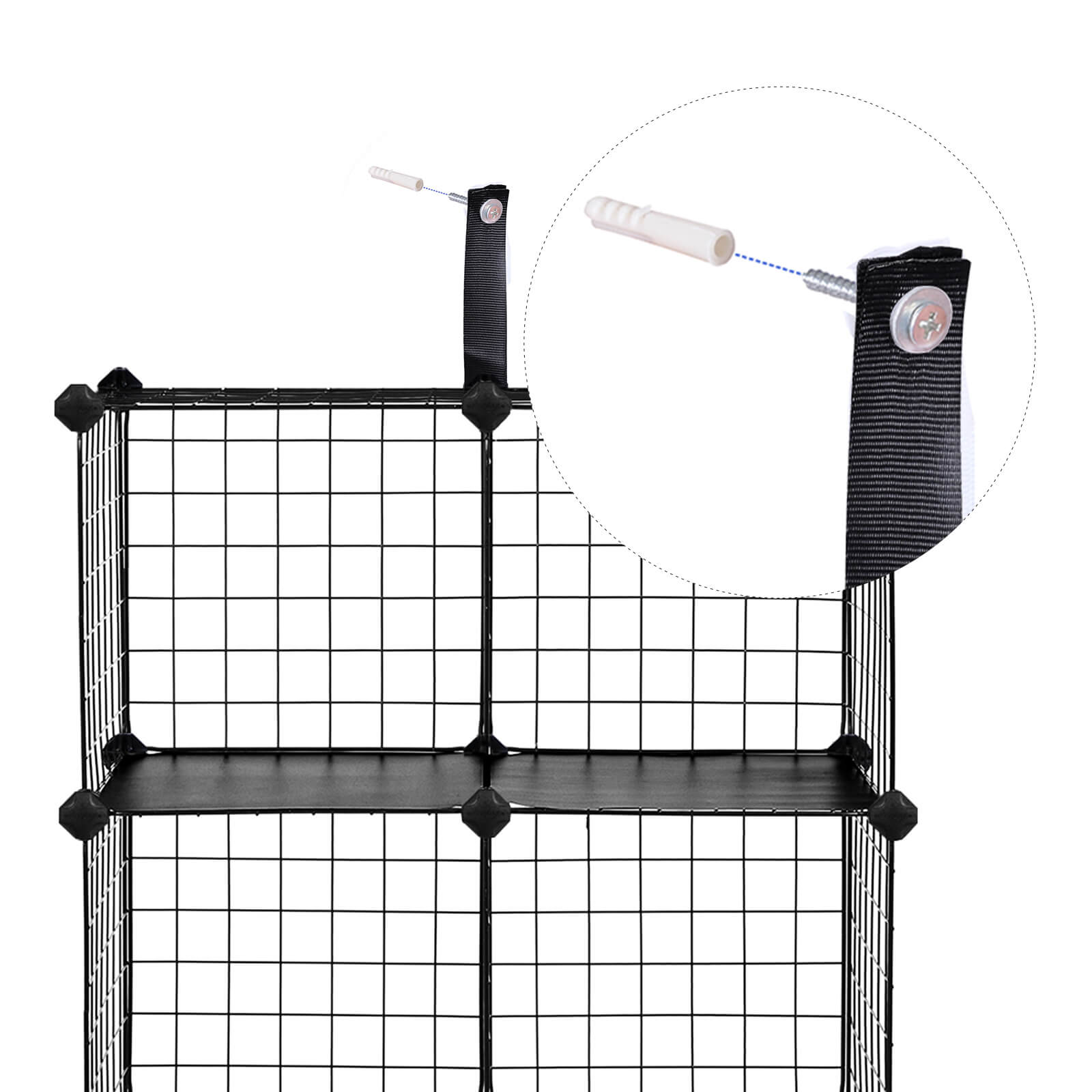 Metal Wire Modular Bookcase – Metal Wire and PP Plastic – White – Interlocking Design with 9 Cubes for Versatile Storage