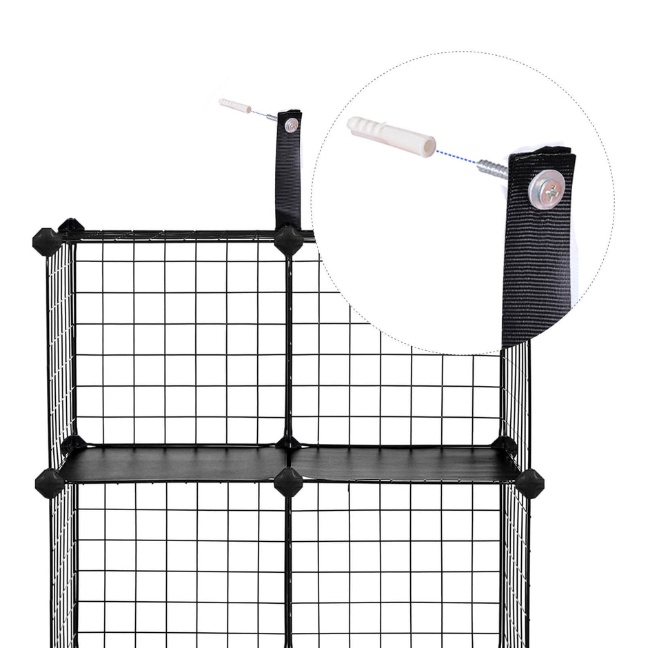 Metal Wire Modular Bookcase – Metal Wire and PP Plastic – White – Interlocking Design with 9 Cubes for Versatile Storage