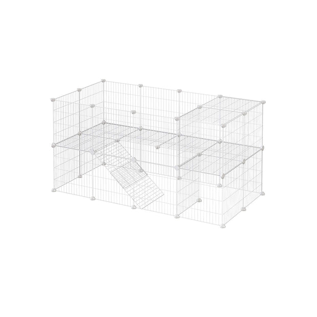Metal Wire Pet Playpen – Steel – Black – Two-Level Customizable Enclosure for Small Animals