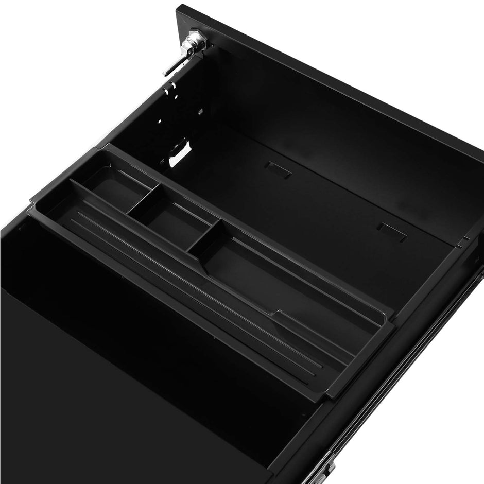 Mobile File Cabinet – Metal – Matte Black – Lockable with 3 Drawers
