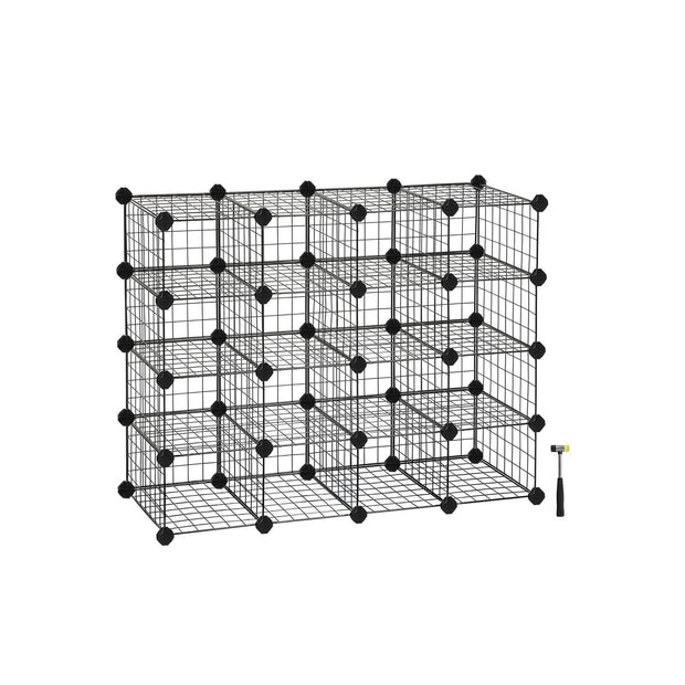 Modular DIY Storage Unit – Metal Wire – White – 16 Cube Design