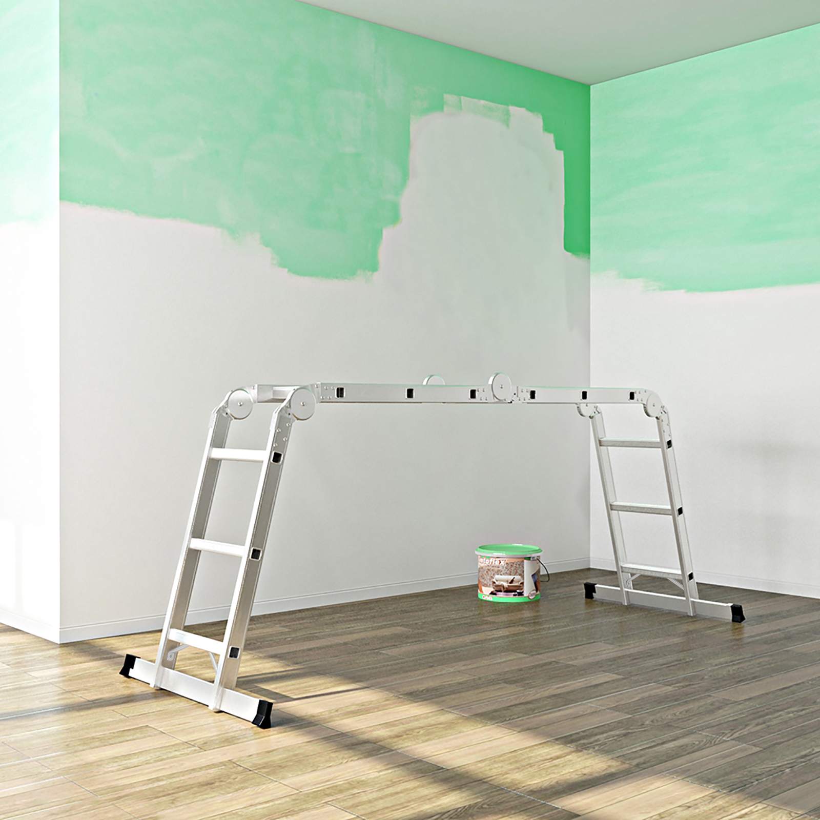 Multi-Purpose Ladder – Aluminium – Silver – 150 kg Capacity, TÜV Rheinland GS Certified