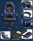 Gaming Chair – Faux Leather – Black and Blue – Ergonomic Design with Footrest and Adjustable Headrest