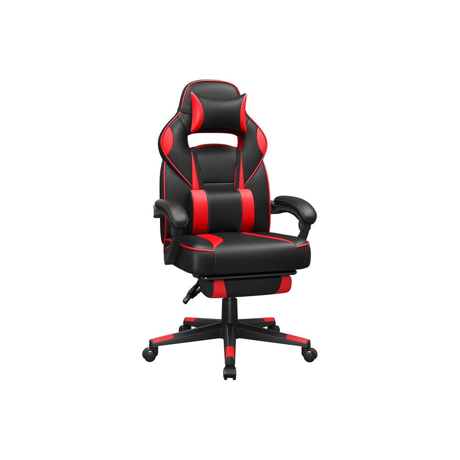 Gaming Chair – Faux Leather – Black and Blue – Ergonomic Design with Footrest and Adjustable Headrest