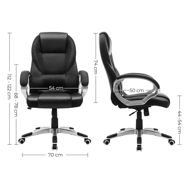 High Back Executive Office Chair – Durable Material – Black – Ergonomic Design, Height Adjustable